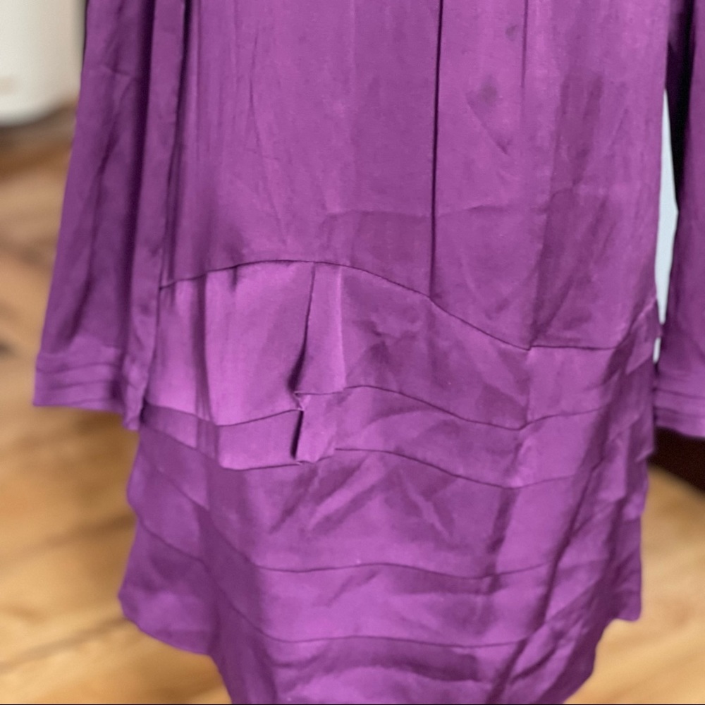 100% Silk Diane Von Furstenberg purple knee length ruffle dress sz 4 - Picture 8 of 8